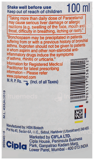 Ibugesic Plus Orange Flavour Suspension 100Ml
